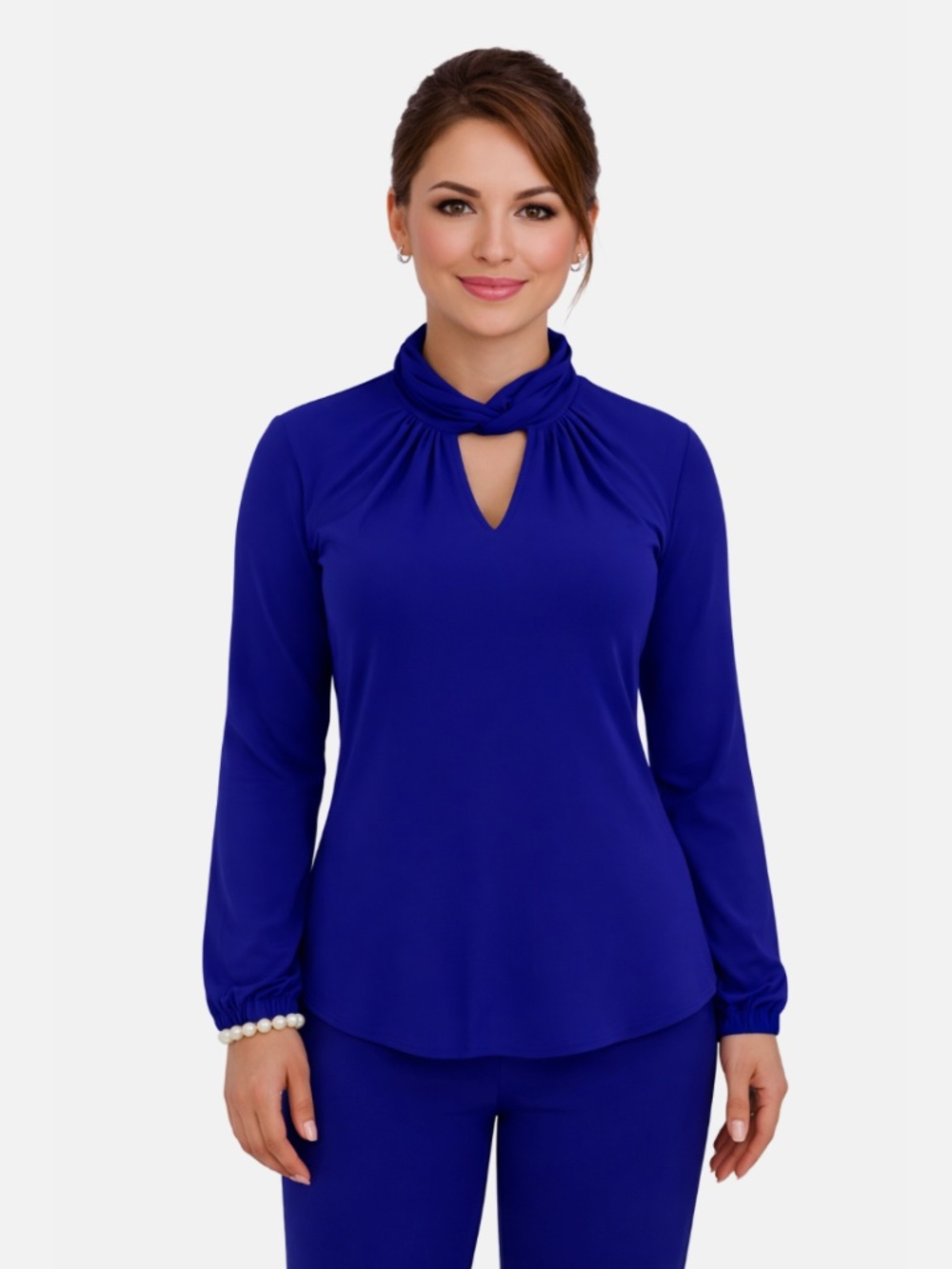 Kasper Women's Top Twisted Mock Neck Long-Sleeve Size XS/PLUS SIZE/ NWT